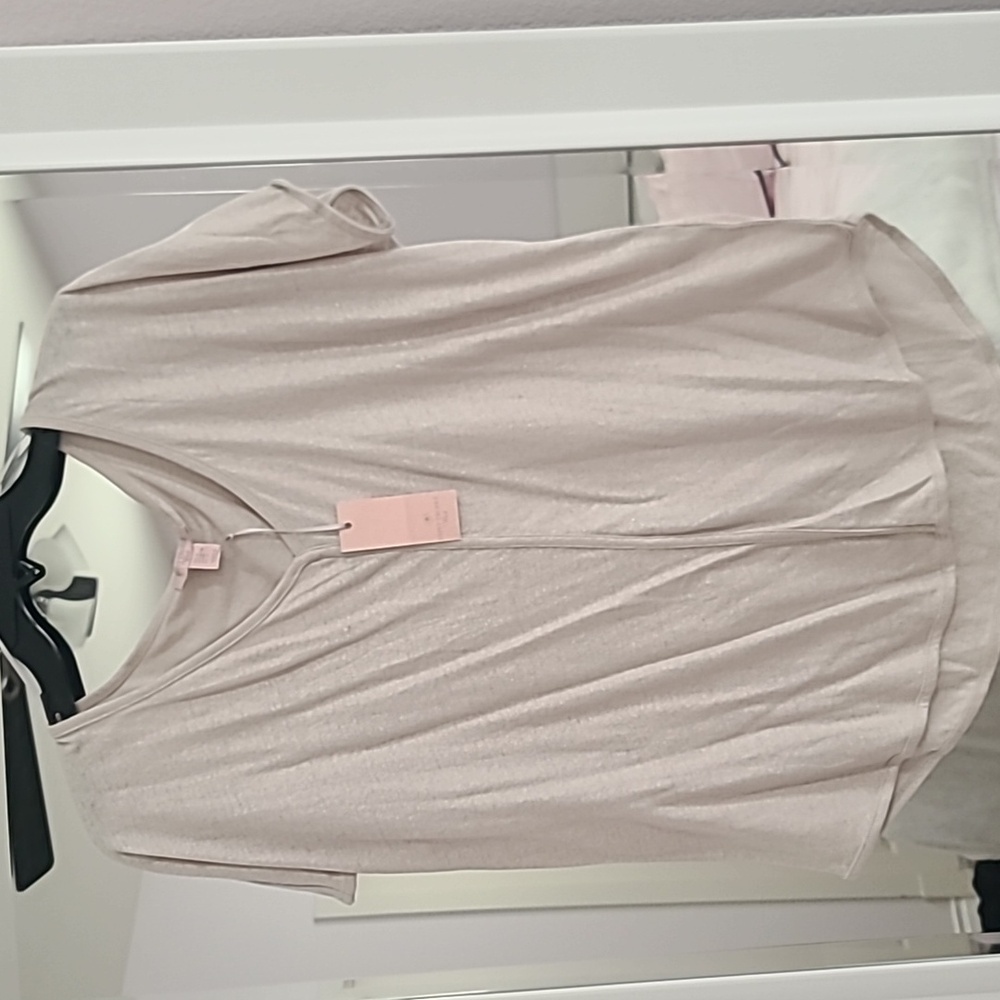 Saint Tropez West Goldish metalix looking short sleeve shirt. NWT size Medium.